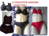 baby doll com 2 conjuntos de lingerie